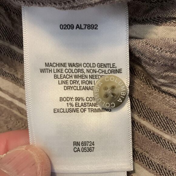 Columbia Shirt Womens XL Brown Tan Stripe Long Sleeve Button Front Casual - Picture 3 of 7